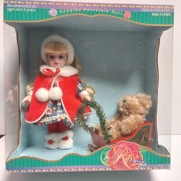 2001 Victorian Rose Collection Brass Key #13501 Poseable Porcelain Doll W/ Stand - Picture 1 of 11